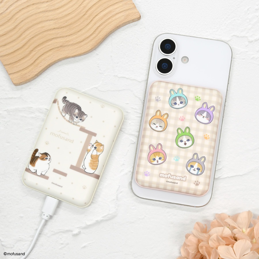 3月上旬発売予定　mofusand MagSafe対応 ワイヤレスリチウム充電器 5000mAh