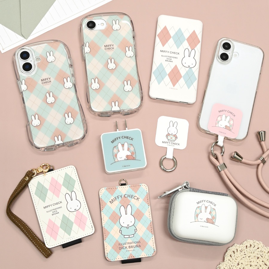 ゆぅ　オプティマミンクラッシュ計16ケース ミッフィー MIFFY CHECK iPhone17e / 16e 対応 クリスタルクリアケース