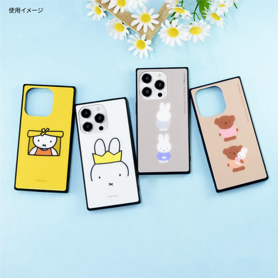 ミッフィー iPhone14 Pro 対応 スクエアガラスケース