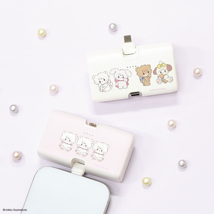 mikko illustrations Lightning / Type-C コネクタ付き リチウムイオン充電器 4000mAh