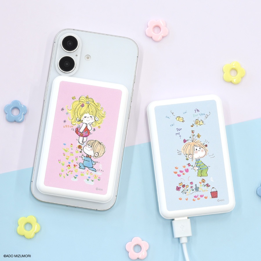 水森亜土 MagSafe対応 ワイヤレスリチウム充電器 5000mAh