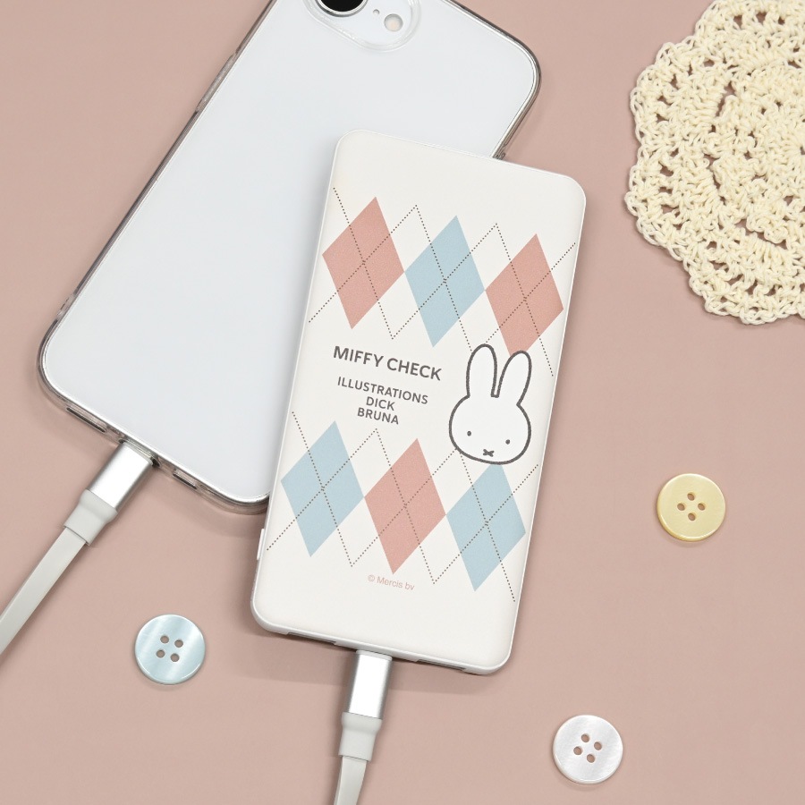 ミッフィー MIFFY CHECK USB / USB Type-C 4000mAh リチウムイオン