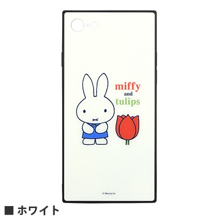 ミッフィー miffy and tulips iPhoneSE(第2世代)/8/7対応 スクエアガラスケース