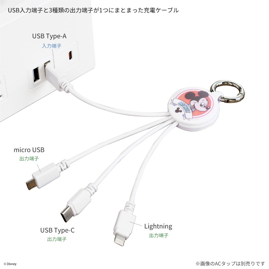 ディズニーキャラクター ／ マルチ充電ケーブル