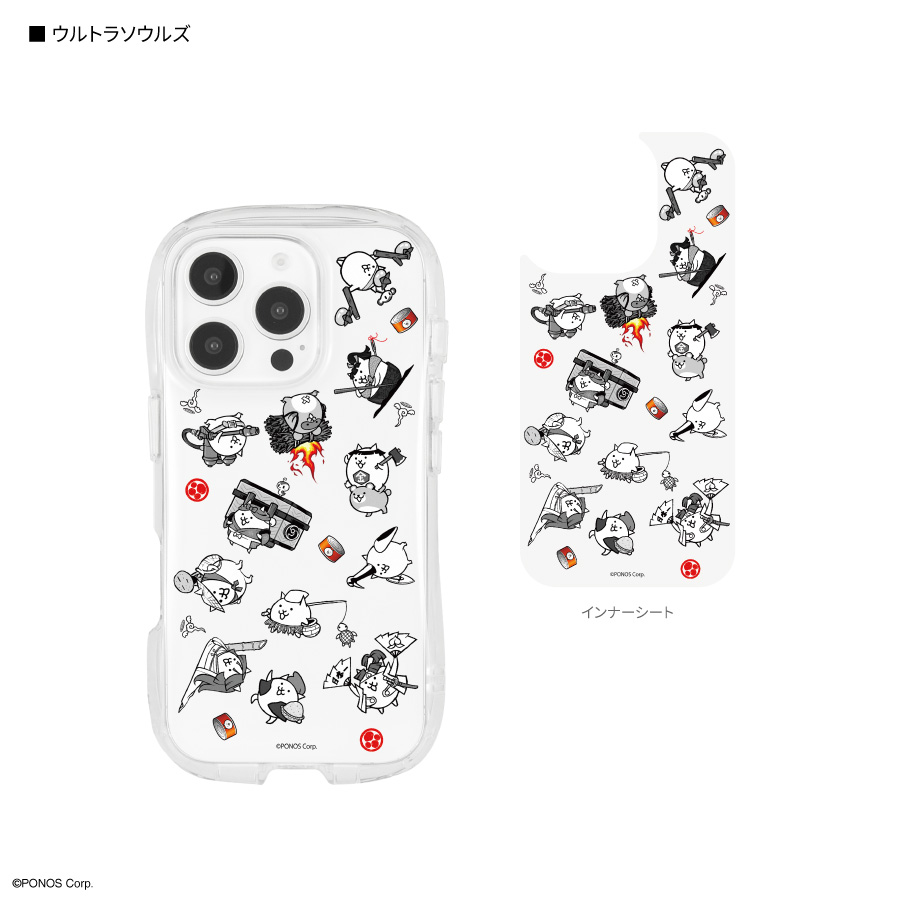 にゃんこ大戦争 iPhone16 Pro 対応 クリスタルクリアケース