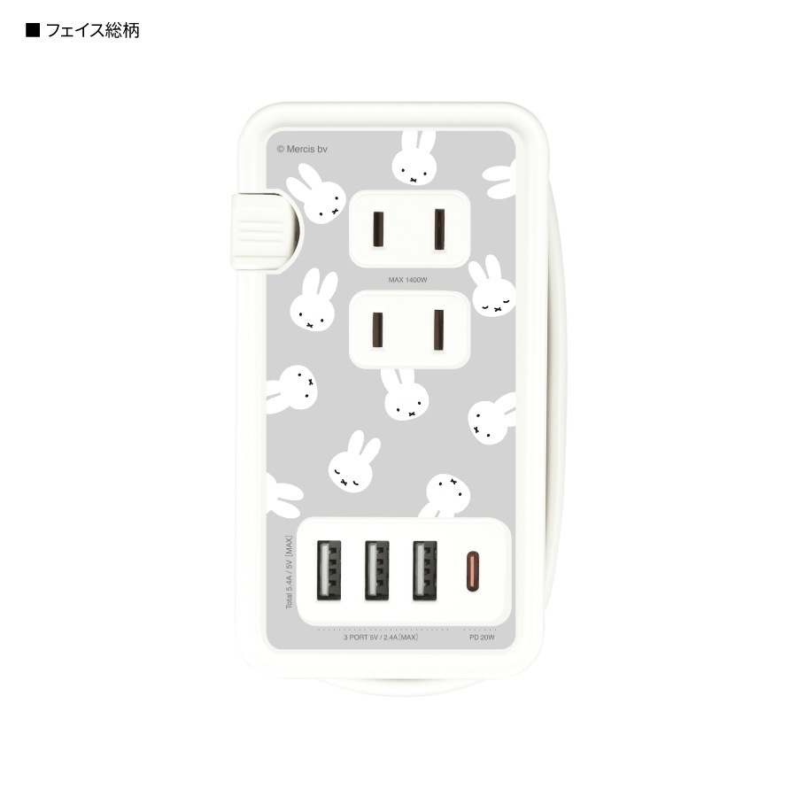 ミッフィー USB/USB Type-C 付き ACタップ