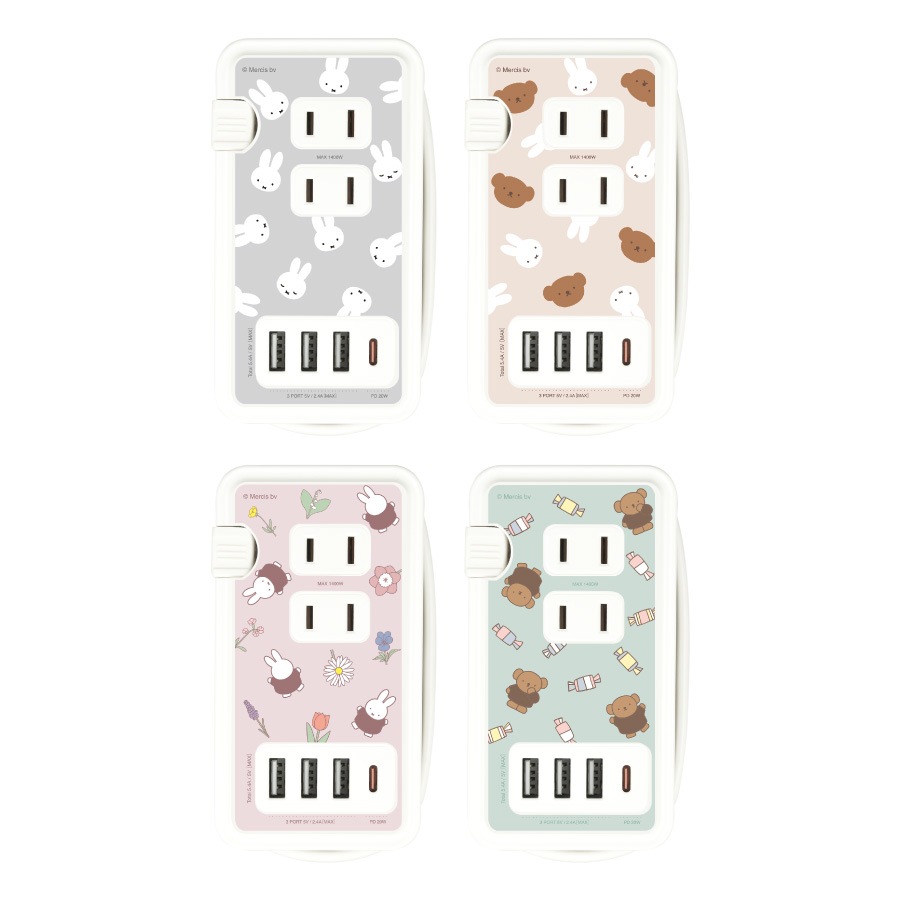 ミッフィー USB/USB Type-C 付き ACタップ