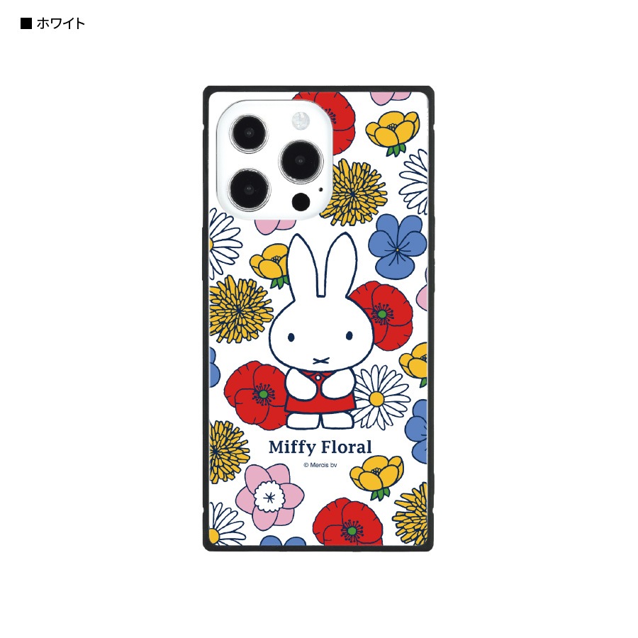 ミッフィー Miffy Floral　iPhone13 Pro対応 スクエアガラスケース