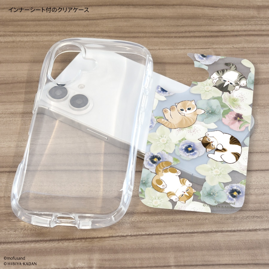 7月下旬発売予定 mofusand×日比谷花壇 iPhone16 対応 クリスタルクリア