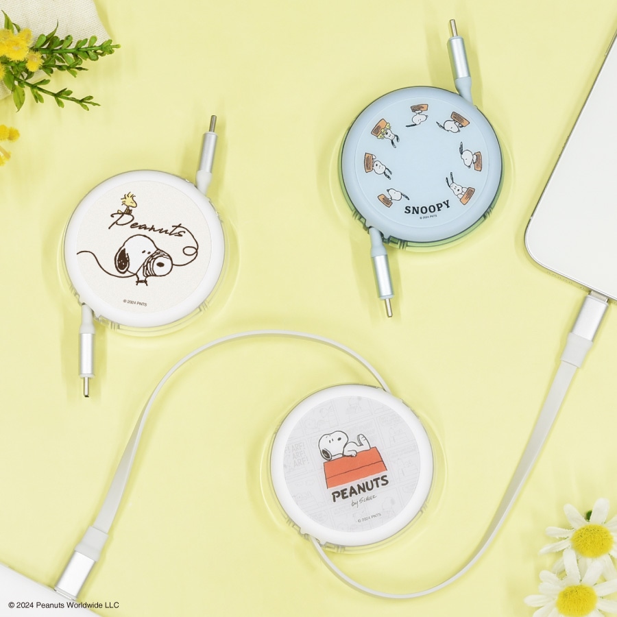 ピーナッツ スヌーピー PD60W 対応 USB2.0 リール式 Type-C ケーブル