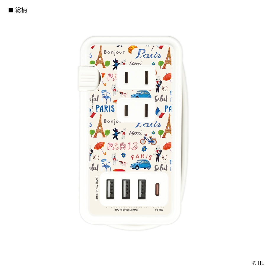 リサとガスパール USB/USB Type-C 付き ACタップ