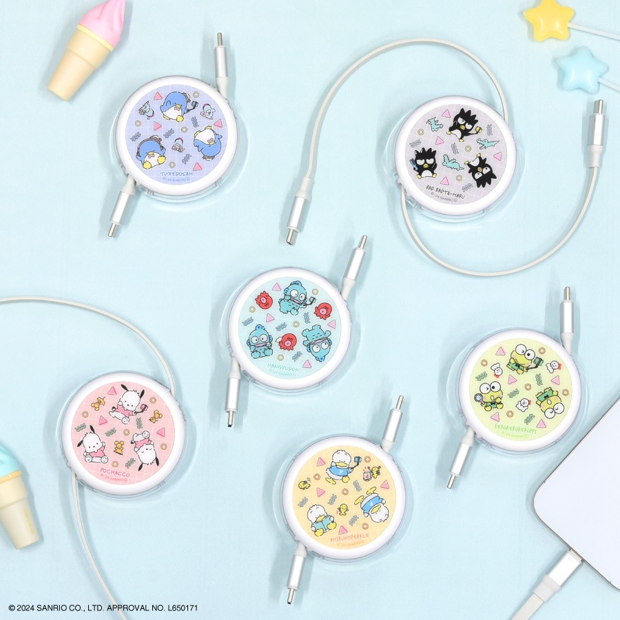 サンリオキャラクターズ PD60W 対応 USB2.0 リール式 Type-C ケーブル