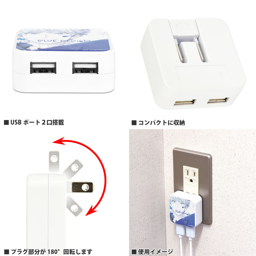ブルーピリオド　USB2ポート ACアダプタ