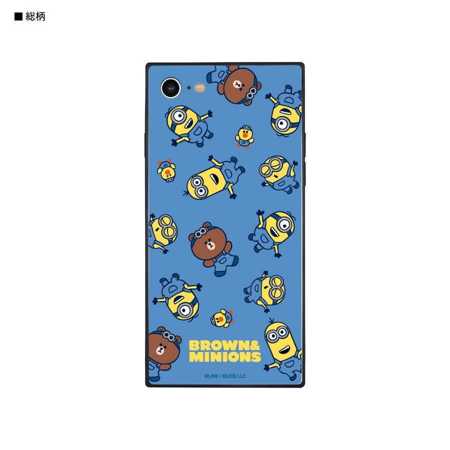 BROWN＆MINIONS　iPhoneSE(第2世代)/8/7対応 スクエアガラスケース