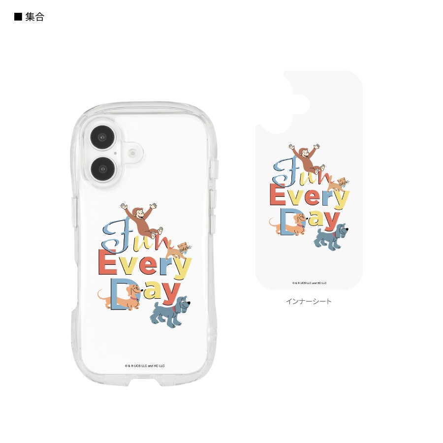 おさるのジョージ iPhone16 対応 クリスタルクリアケース