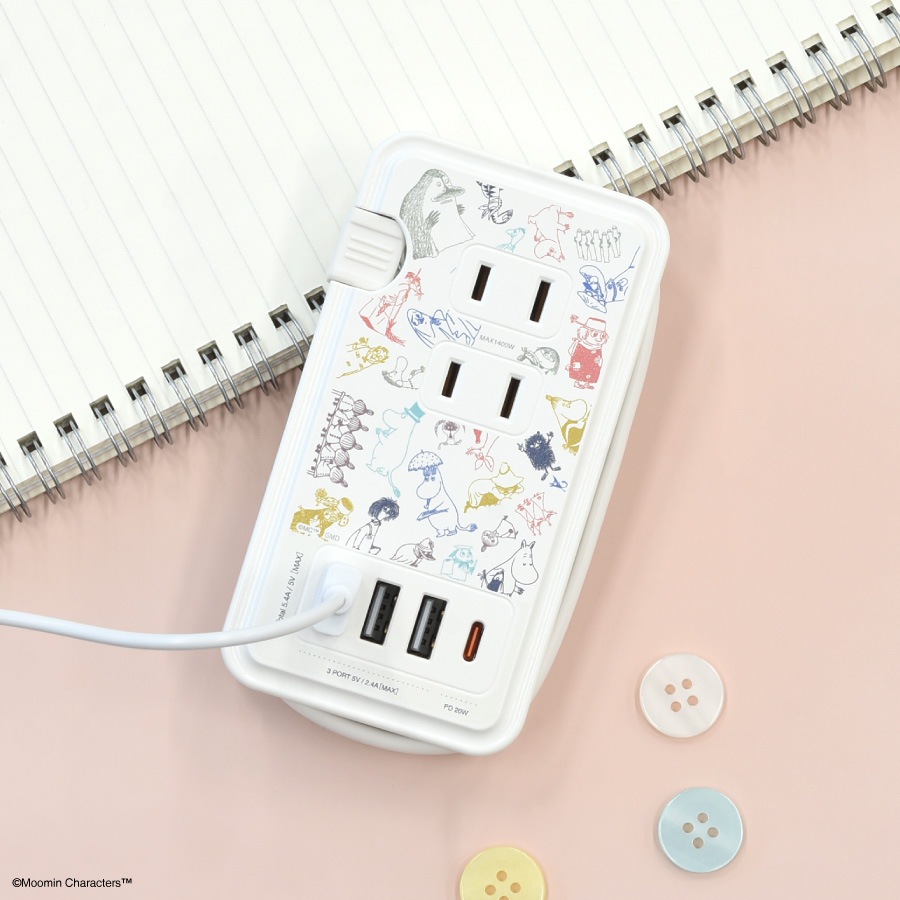 ムーミン MOOMIN ALL STARS USB / USB Type-C 付き ACタップ