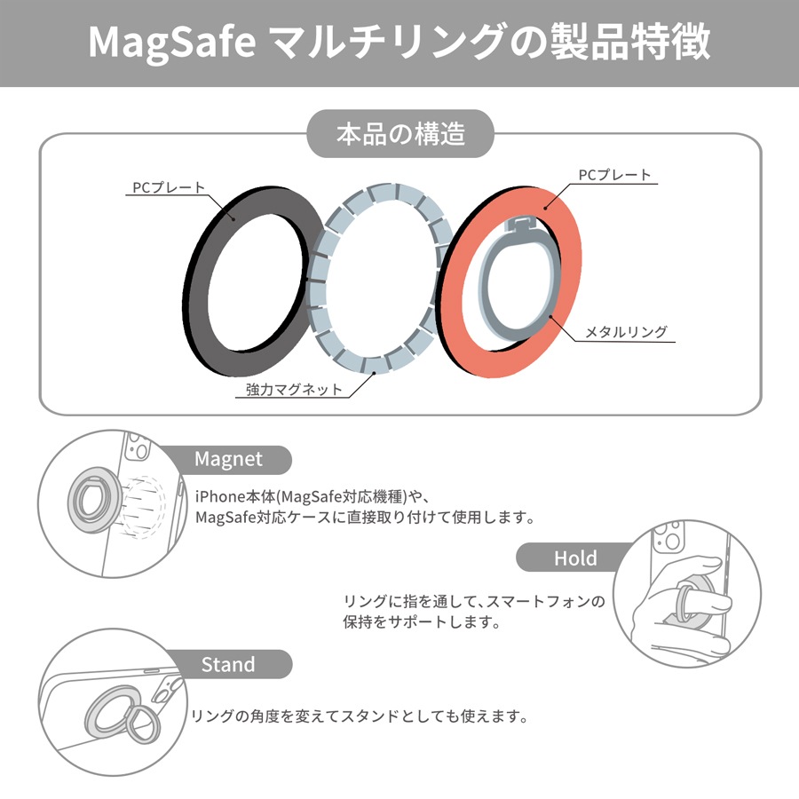 ピーナッツ スヌーピー MagSafe 対応 マルチリング