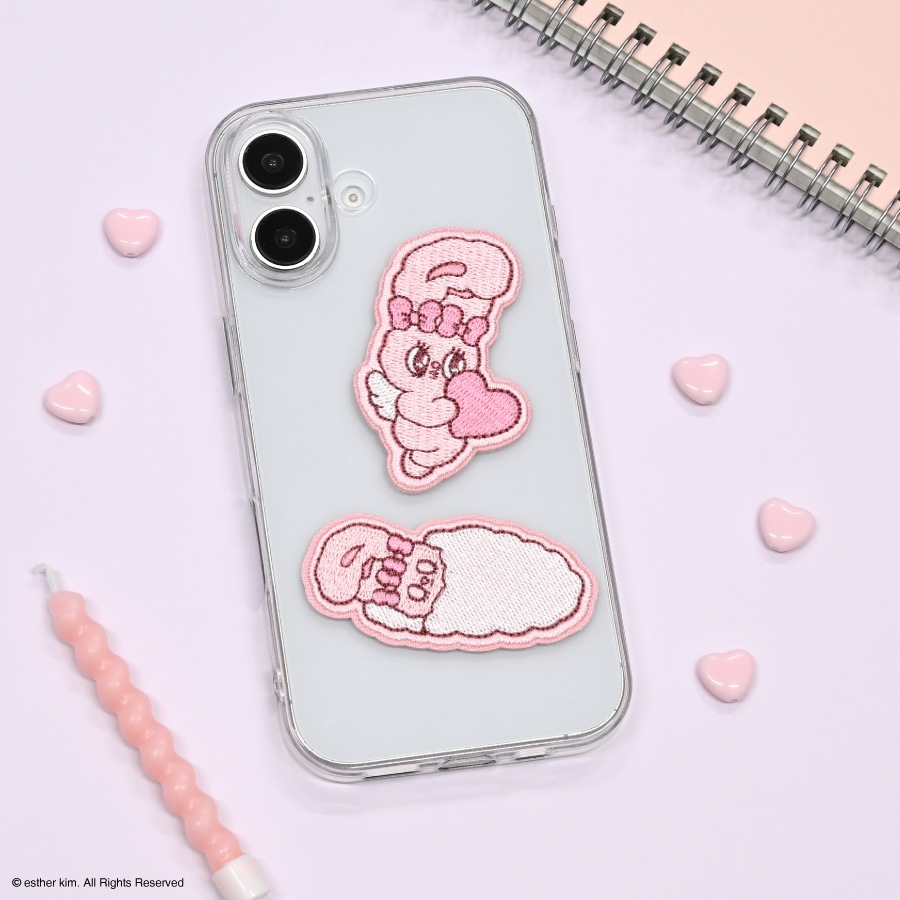 Esther Bunny 刺繍モバイルステッカー