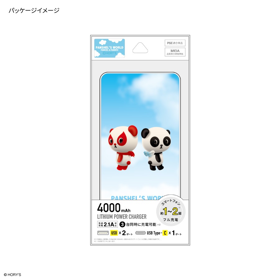 パンシェル USB / USB Type-C 4000mAh リチウムイオンポリマー充電器 2.1A