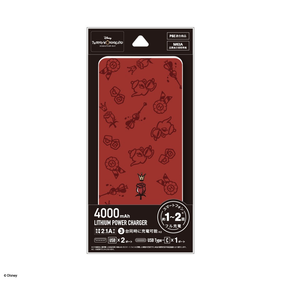 『ディズニー ツイステッドワンダーランド』｜ USB/USB Type-C 4000mAh リチウムイオンポリマー充電器 2.1A