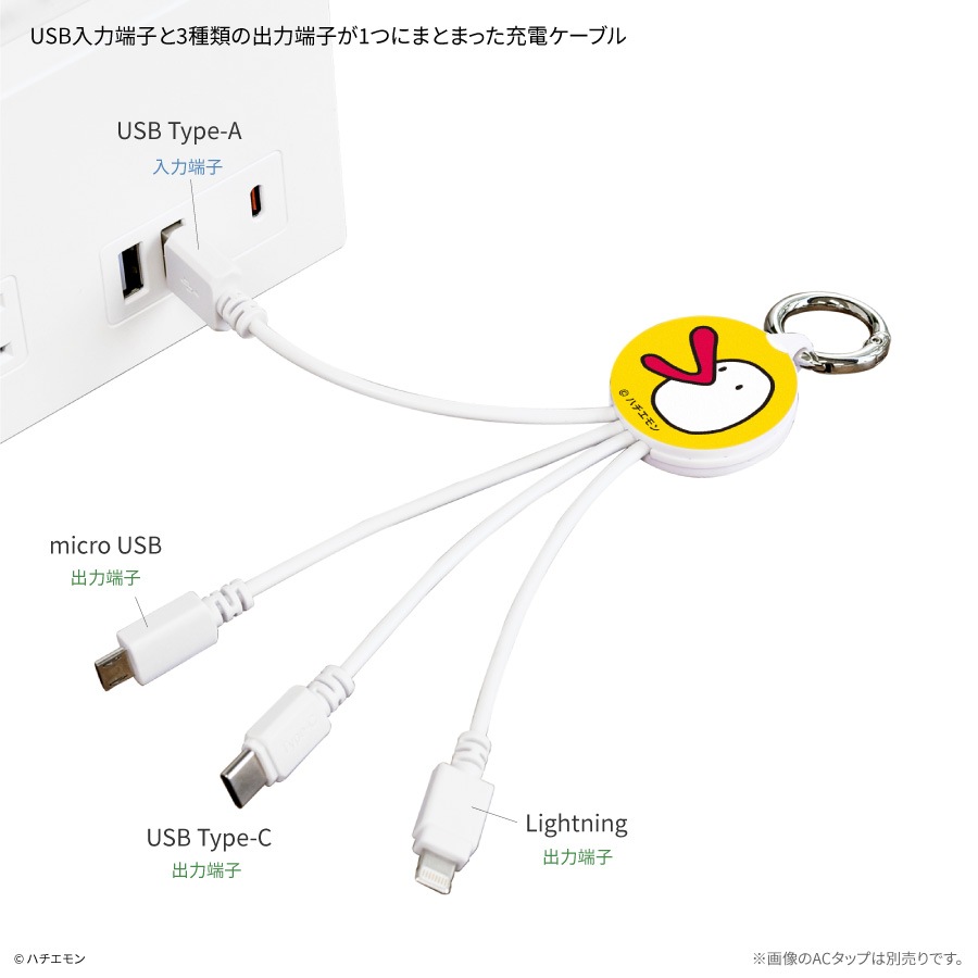ハチエモン マルチ充電ケーブル