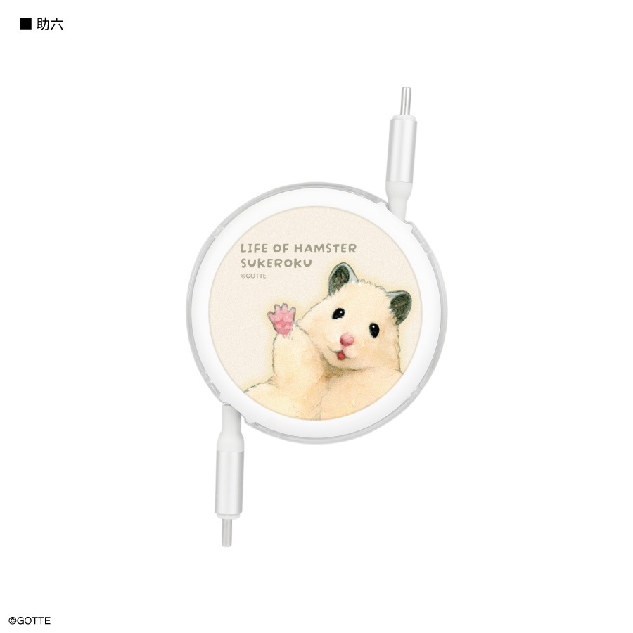 助六の日常 PD60W 対応 USB2.0 リール式 Type-C ケーブル