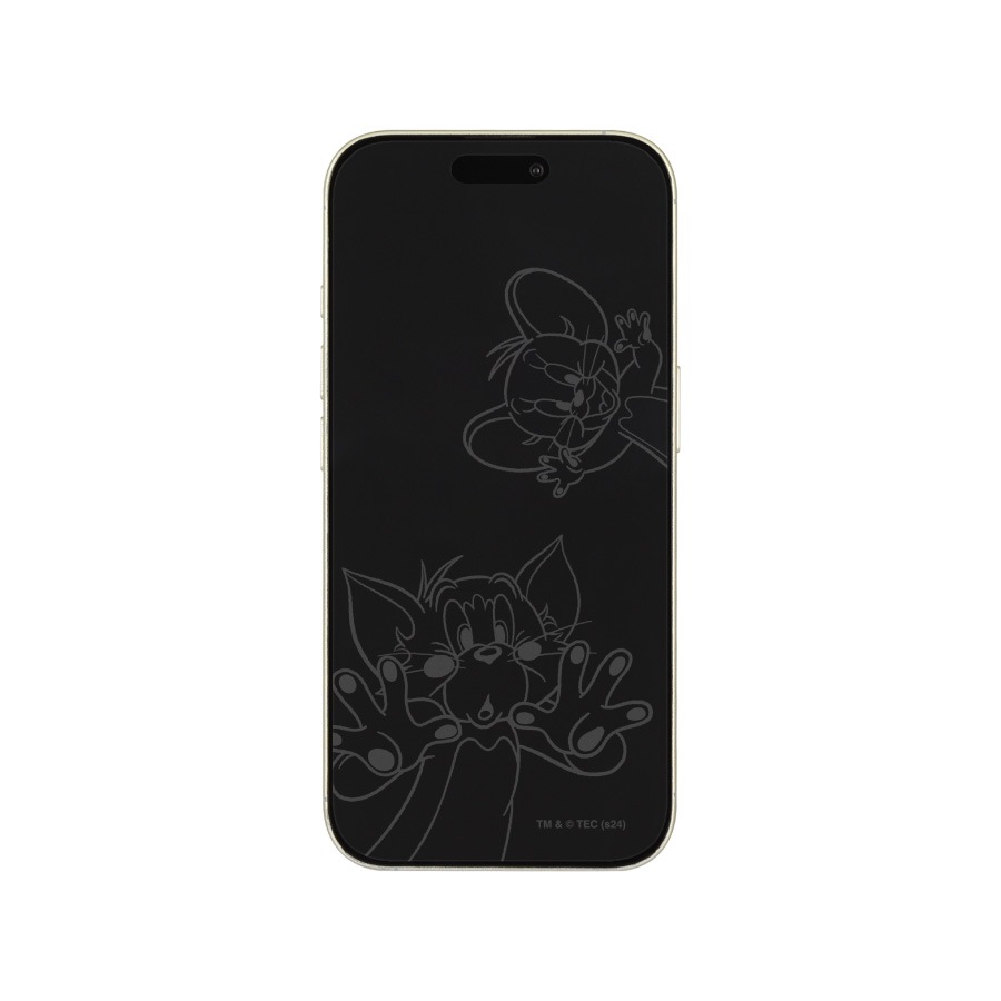 トムとジェリー iPhone 16 / 15 / 15 Pro / 14 / 14 Pro / 13 / 13 Pro 対応 ガラススクリーンプロテクター