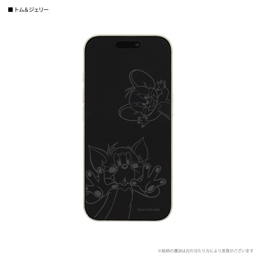 トムとジェリー iPhone 16 / 15 / 15 Pro / 14 / 14 Pro / 13 / 13 Pro 対応 ガラススクリーンプロテクター