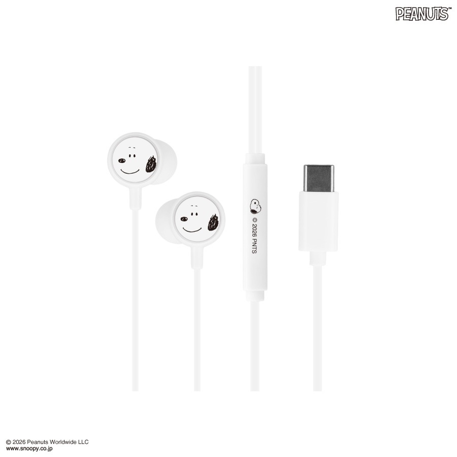 ピーナッツ スヌーピー リモコンマイク付き USB Type-C ステレオイヤホン