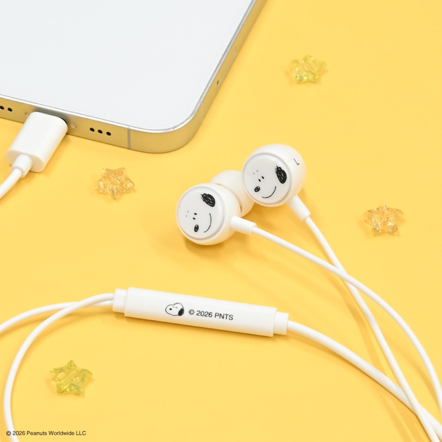 ピーナッツ スヌーピー リモコンマイク付き USB Type-C ステレオイヤホン