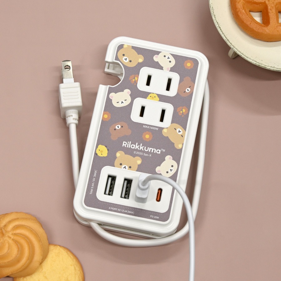 リラックマ USB/USB Type-C 付き ACタップ