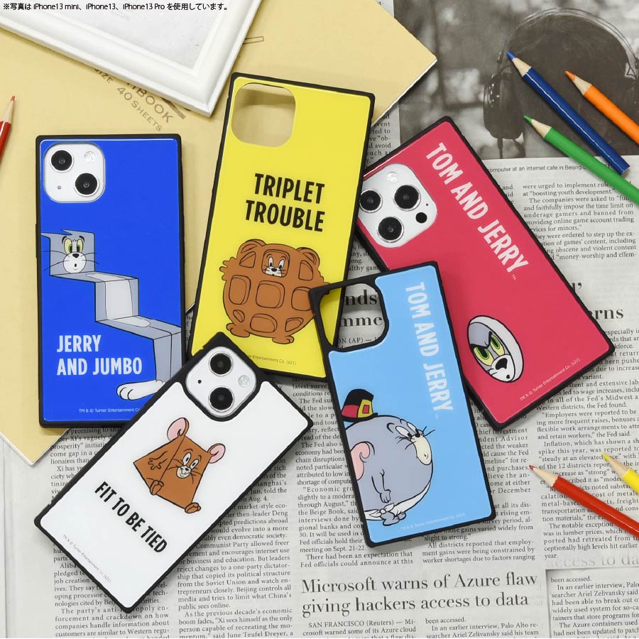 トムとジェリー【FUNNY ART series】 iPhone13対応 スクエアガラスケース