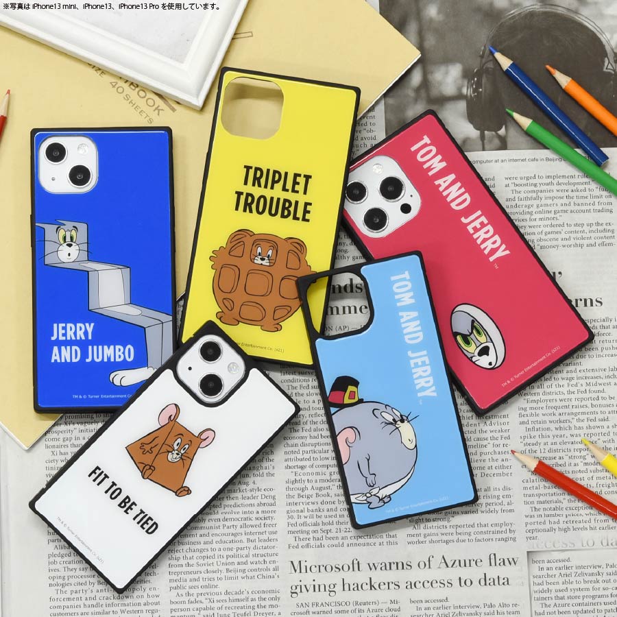 トムとジェリー【FUNNY ART series】 iPhone13 Pro対応 スクエアガラスケース