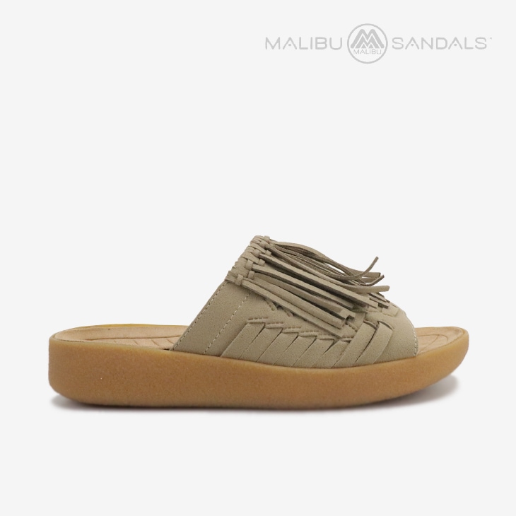 ・MALIBU SANDALS｜Thunderbird Thatch Fringe Slide/ マリブ サンダルズ/サンダーバード サッチ フリンジ スライド/トープｘタン # MALIBU SANDALS｜Thunderbird Thatch Fringe Slide/ マリブ サンダルズ