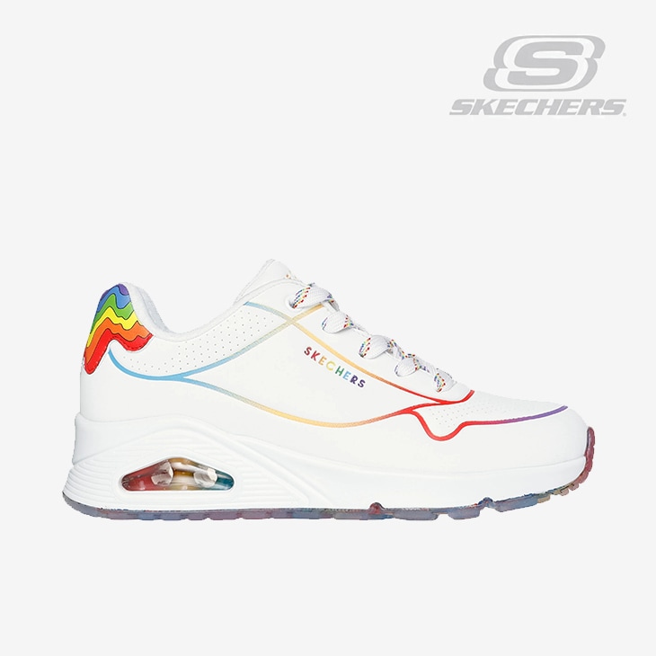 ・SKECHERS｜W Uno-Drizzl N Rainbow/ スケッチャーズ/ウノ ドリズリング レインボー/ホワイトｘマルチ # SKECHERS｜W Uno-Drizzl N Rainbow/ スケッチャーズ/ウノ ドリズリング