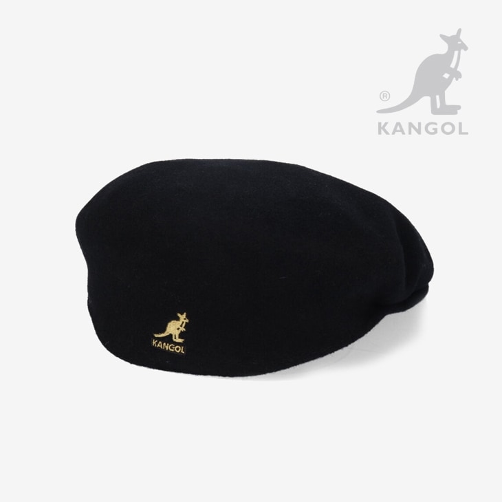 ・KANGOL｜Wool 504 Hunting/ カンゴール/ウール ハンチング バックトゥフロント ベレー/ブラックｘゴールド # KANGOL｜Wool 504 Hunting/ カンゴール/ウール ハンチング バックトゥ