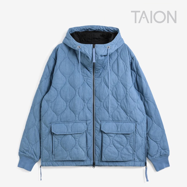 ・TAION｜W Military W-Zip Down Parka Onion Quilting/ タイオン/ミリタリー Wジップ ダウン パーカー オニオン キルティング/インディゴデニム # TAION｜W Military W-Zip Down Parka Onion Quilting/ タイオン