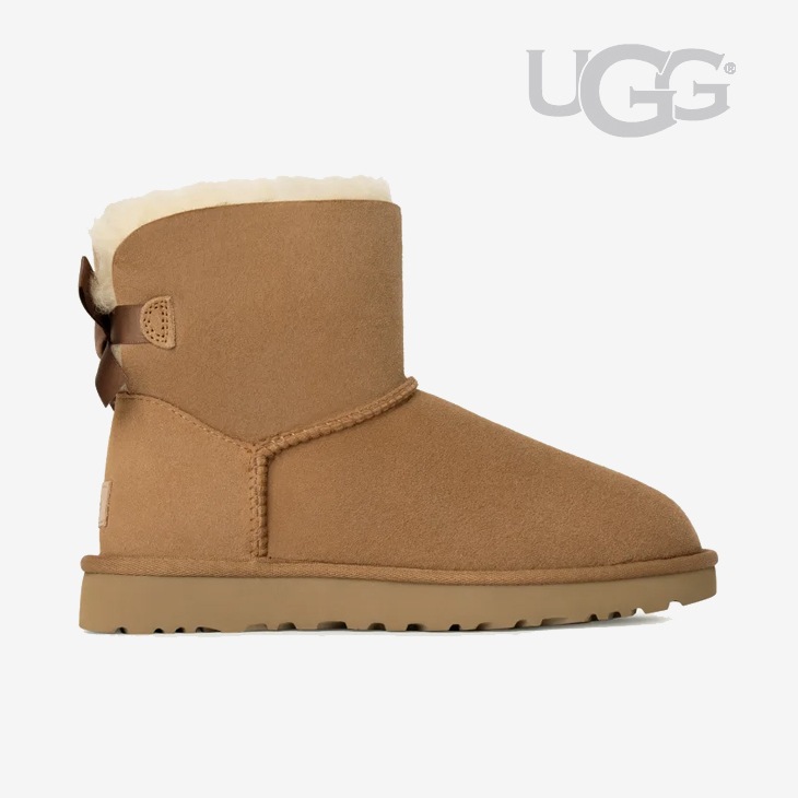 ・UGG｜W Mini Bailey Bow II Sheepskin/ アグ/ミニ ベイリー ボウ 2 シープスキン ムートン ブーツ/チェスナット # UGG｜W Mini Bailey Bow II Sheepskin/ アグ/ミニ ベイリー ボウ 2