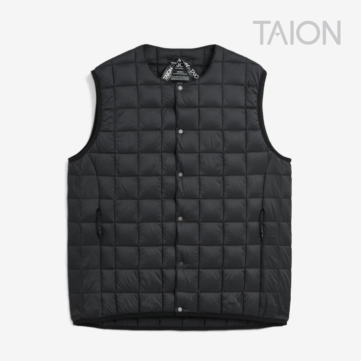 ・TAION｜Mountain Active Crew Neck Light Down Vest (900FP) Inner/ タイオン/マウンテン アクティブ クルー ネック ライト ダウン ベスト 900FP ハイスペック インナー/ブラック # TAION｜Mountain Active Crew Neck Light Down Vest (900FP) Inner