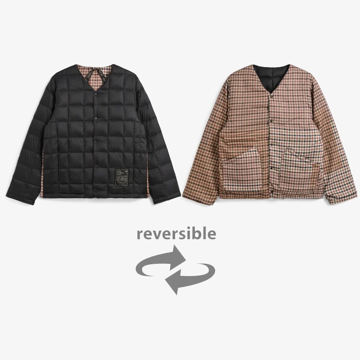 TAION｜xUniversal Works Rversible Down Jaket Gun Club Check