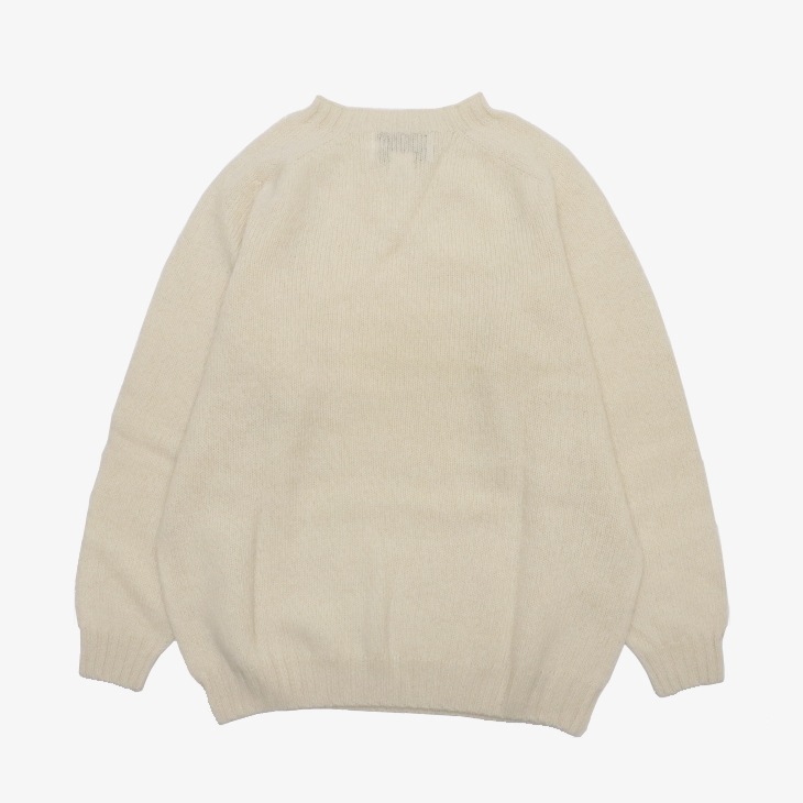 ・HARLEY Of Scotland｜ Jumbo Size Crew Neck Sweater Supersoft Wool Knit/ ハーレー/ジャンボ サイズ クルー ネック セーター スーパーソフト ウール ニット/バニラホワイト # HARLEY Of Scotland｜W Jumbo Size Crew Neck Sweater Supersoft Wool