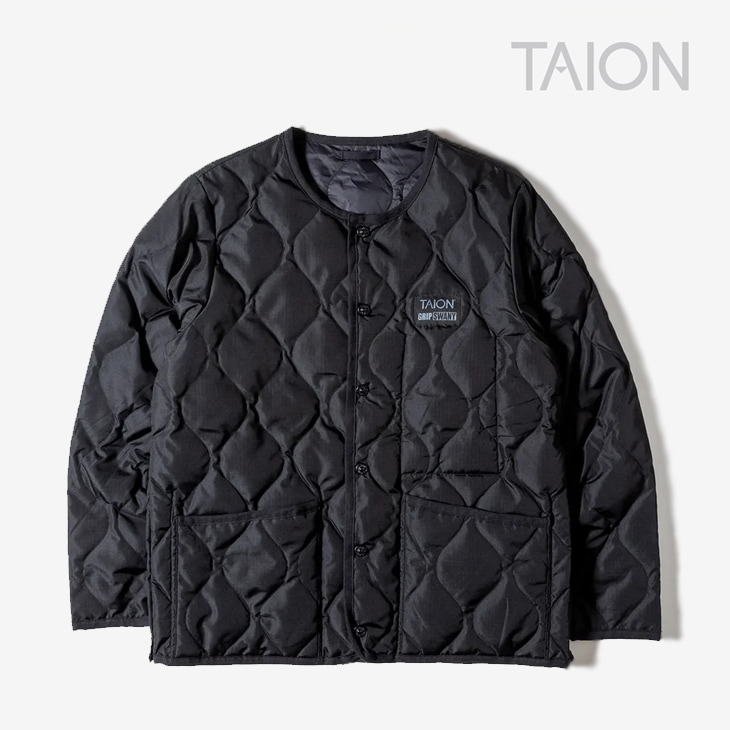 ・TAION｜ｘGripswany Millitary Reversible Down Jacket Ripstop/ タイオン/グリップスワニー リバーシブル ダウン ジャケット リップストップ/ダークオリーブｘブラック # TAION｜xGripswany Millitary Reversible Down Jacket Ripstop
