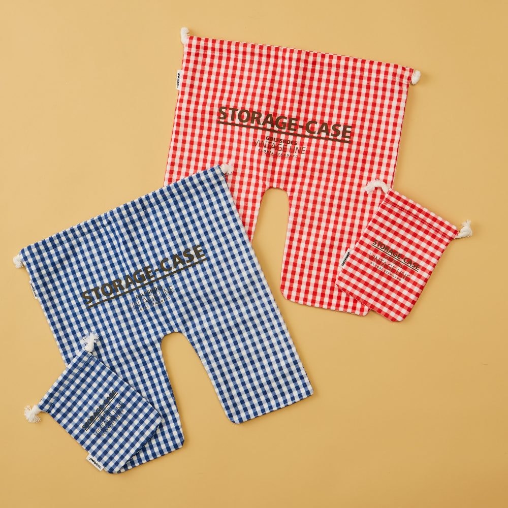 ギンガム！バミューダパンツ風シューズバッグ【遊び心あふれるデザインのシューズバッグ】
