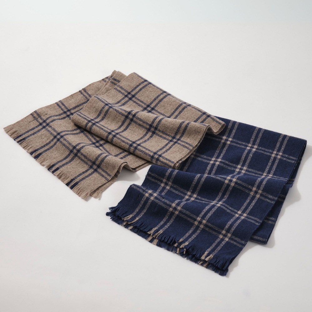 KIETH カシミヤ100％格子柄マフラー【日本製の確かな品質】