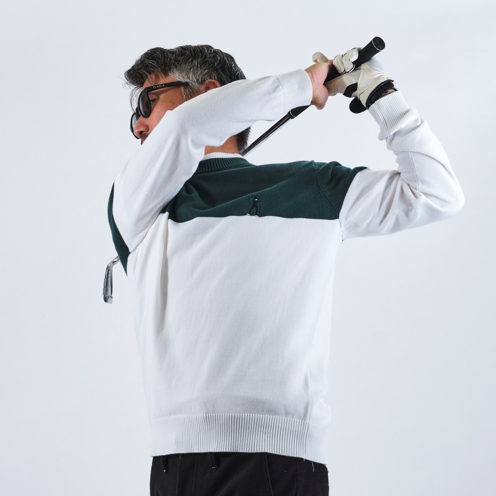 SEVE シルエットロゴ入り コットンゴルフセーター【あの 