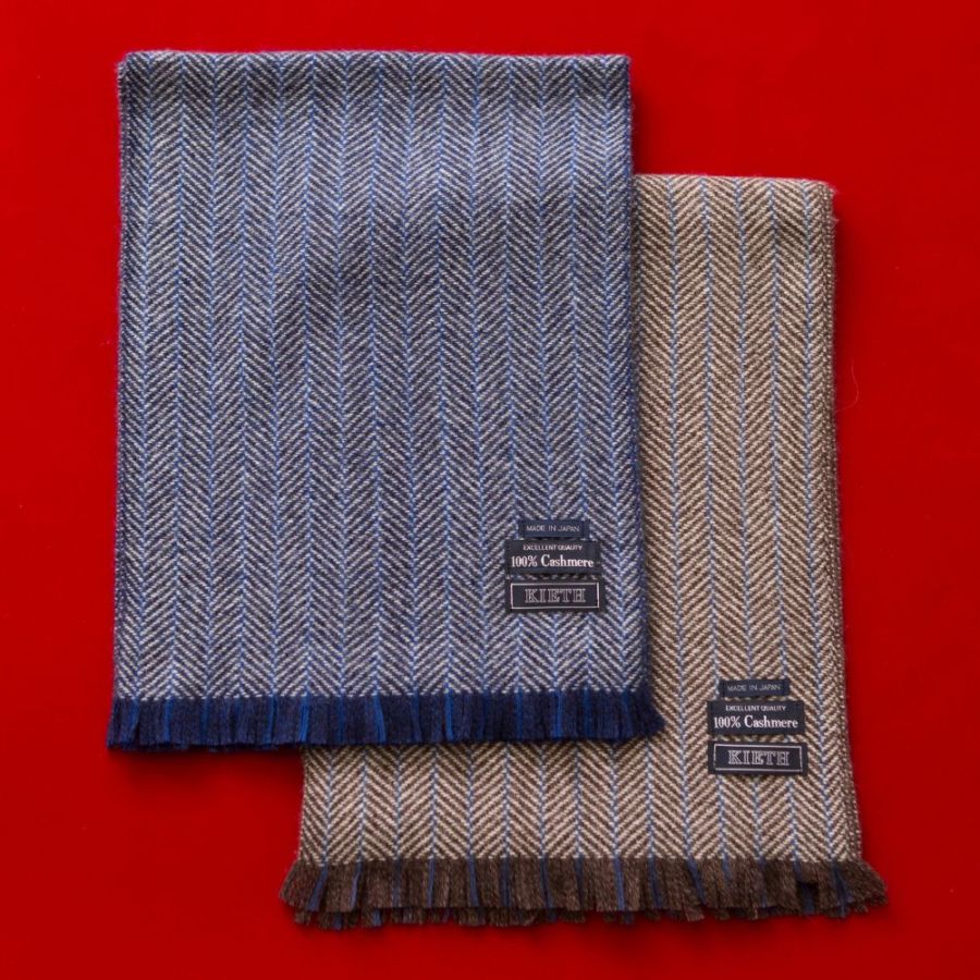 KIETH(キース) 日本製ネップヘリンボーンカシミアマフラー