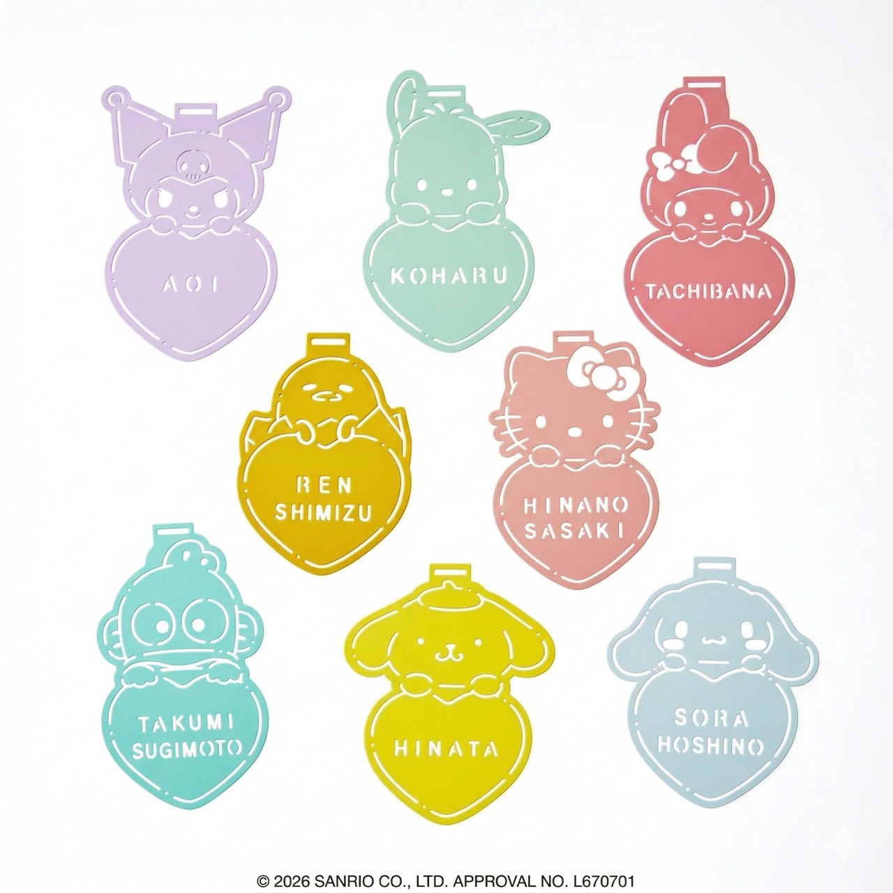 サンリオキャラクターズ ネームプレート ハート型【かわいいキャラクターの大きいお顔がインパクト抜群！】