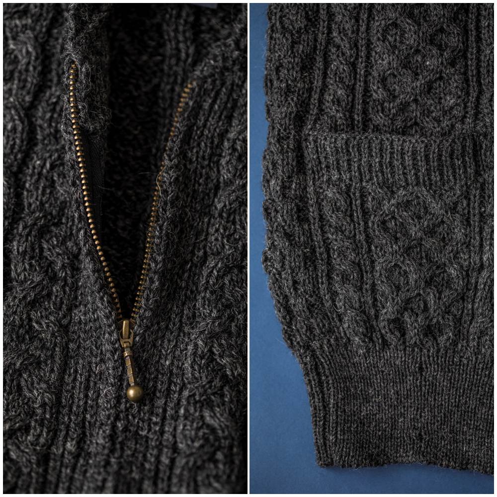 Aran Woollen Mills＞フィッシャーマンVネックセーター＆ジップ