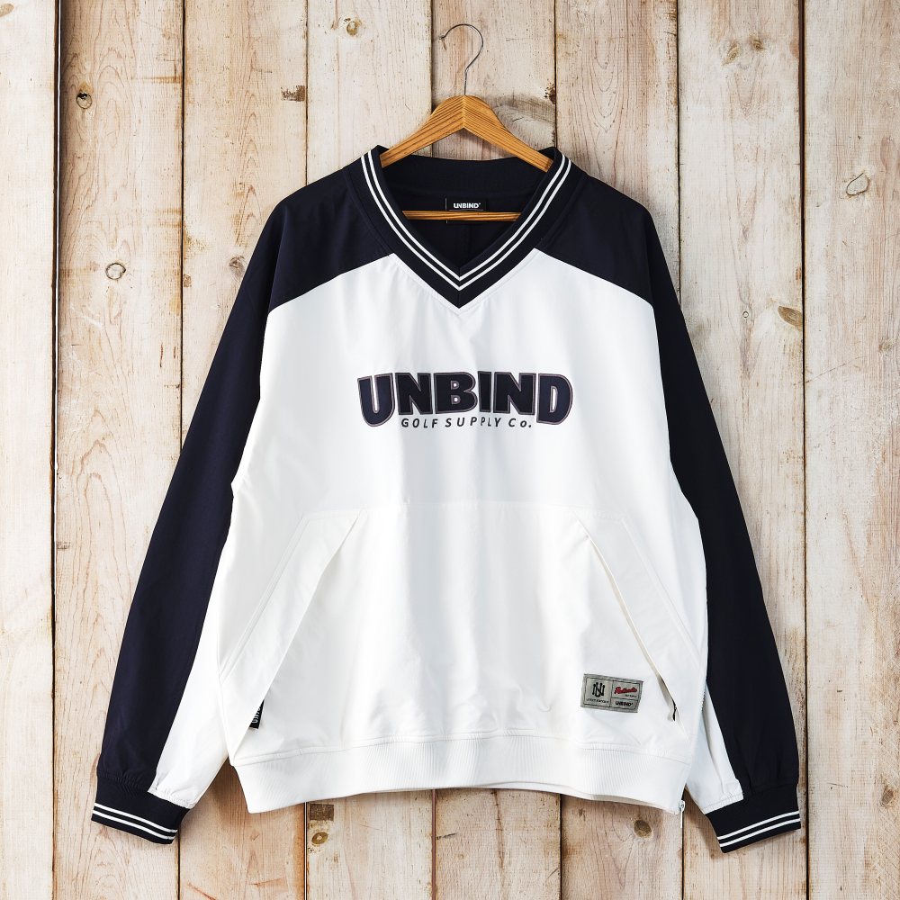 UNBIND(アンバインド) クラシックVネックプルオーバー【ライン入りリブ