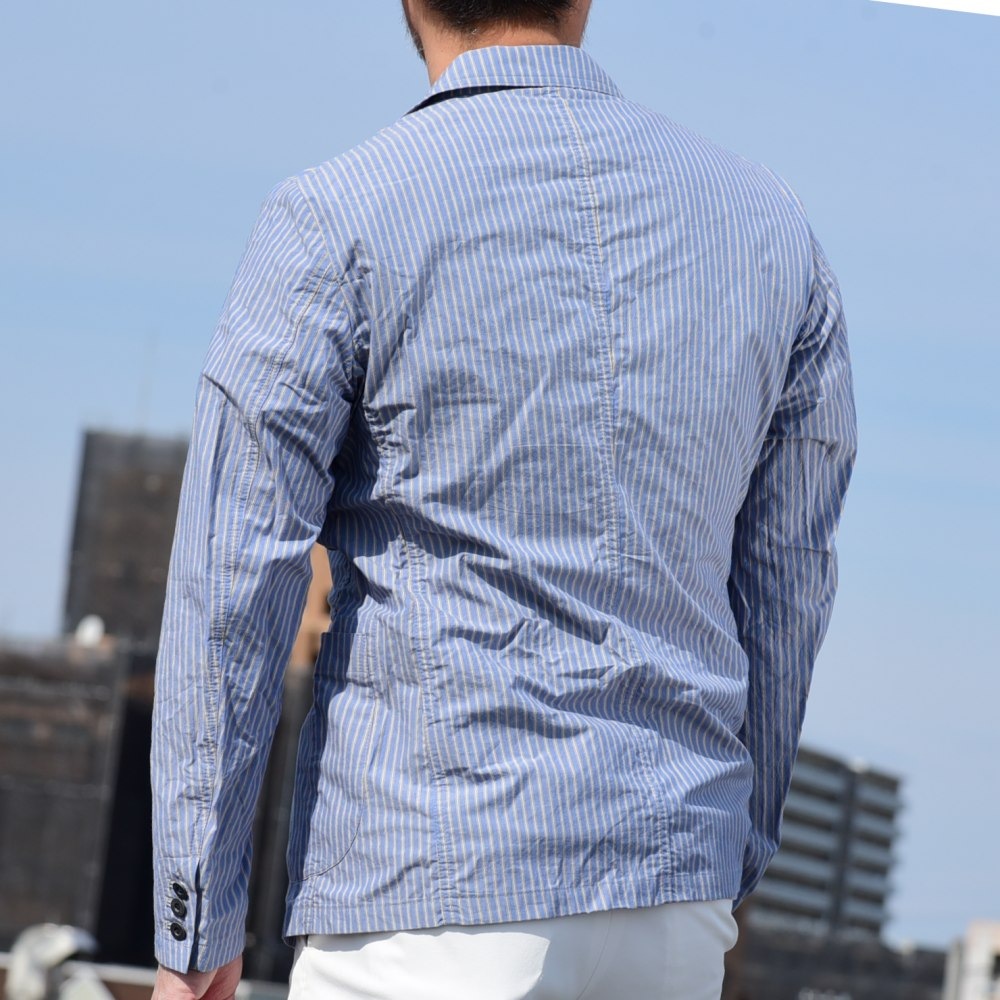 軽くて羽織りやすい】ONO+8186 タイプライターストライプ シャツジャケット